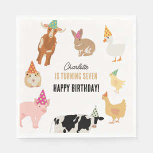 Streichelzoo-Party-Tiere-Scheunen-Geburtstags-Them Serviette