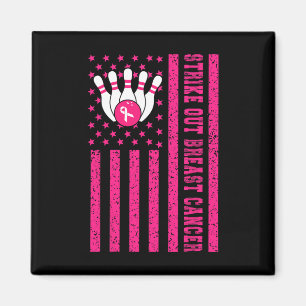 Streichen von Bowling Ribbon US-Flagge Brustkrebs Magnet