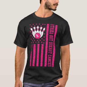 Streichen von Bowling Ribbon US-Flagge Brustkrebs T-Shirt