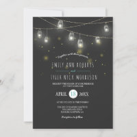 Streicher von glühenden Mason Jars Fireflies Hochz