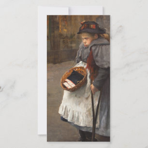 Streichholzmädchen armes Straßenkind städtische Ar Feiertagskarte