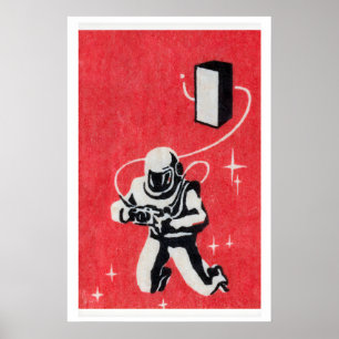 Streichholzschachtel-Wandkunst Vintage-Astronauten Poster