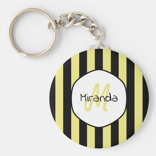 Streichkäfer-Muster Name und Monogramm Schlüsselanhänger (Vorne)