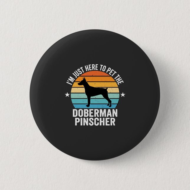 Streichle den Dobermann Pinscher Retro Button (Vorderseite)