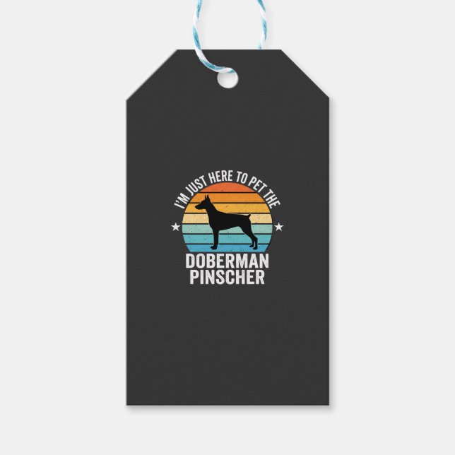 Streichle den Dobermann Pinscher Retro Geschenkanhänger (Vorderseite)