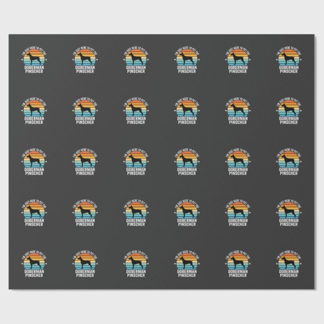 Streichle den Dobermann Pinscher Retro Geschenkpapier (Flach)
