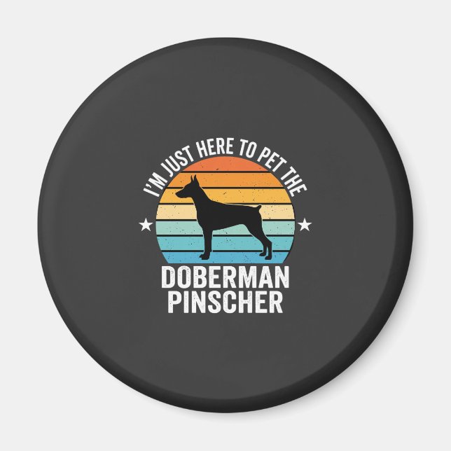 Streichle den Dobermann Pinscher Retro Magnet (Vorne)