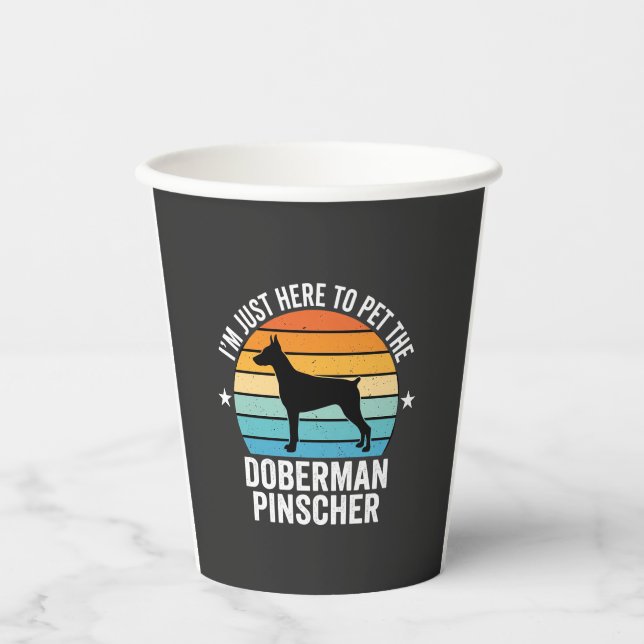 Streichle den Dobermann Pinscher Retro Pappbecher (Vorderseite)