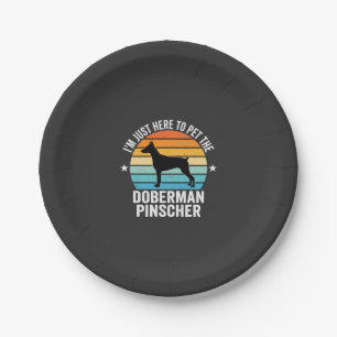 Streichle den Dobermann Pinscher Retro Pappteller