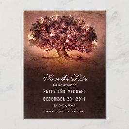 Streichlichter alte Eiche rustikal Save the Date Ankündigungspostkarte