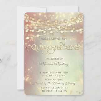 Streichlichter, goldener Funkel rot Einladung