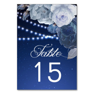 Streichlichtsterne Blau Elegante Hochzeit Tischnummer