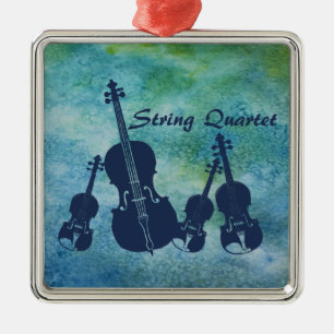 Streichquartett auf Blau Silbernes Ornament