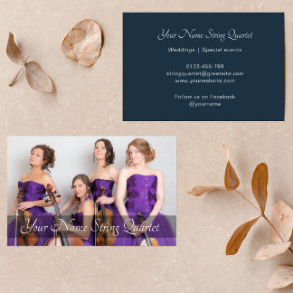 Streichquartett Foto Template Musician Navy Blue Visitenkarte