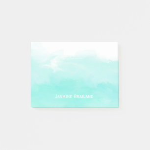 Streicht tadellose grüne Aquarellbürste des Aqua Post-it Klebezettel