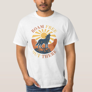 Streife Frei Dort Draußen – Vintage-Wüstenwolf-Gra T-Shirt