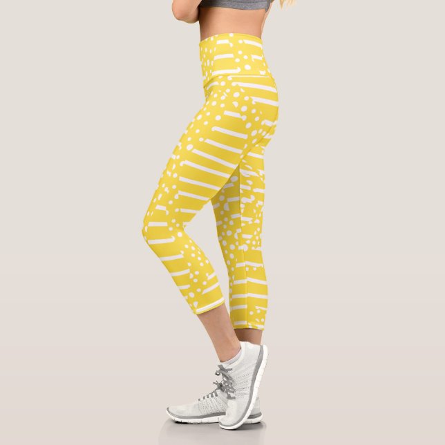 Streifen 2 - Gelb und weiß Capri Leggings (Links)