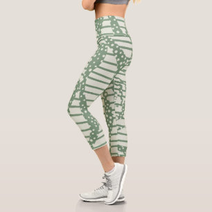 Streifen 2 - Grün Capri Leggings