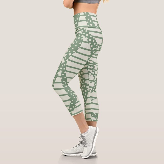 Streifen 2 - Grün Capri Leggings (Links)