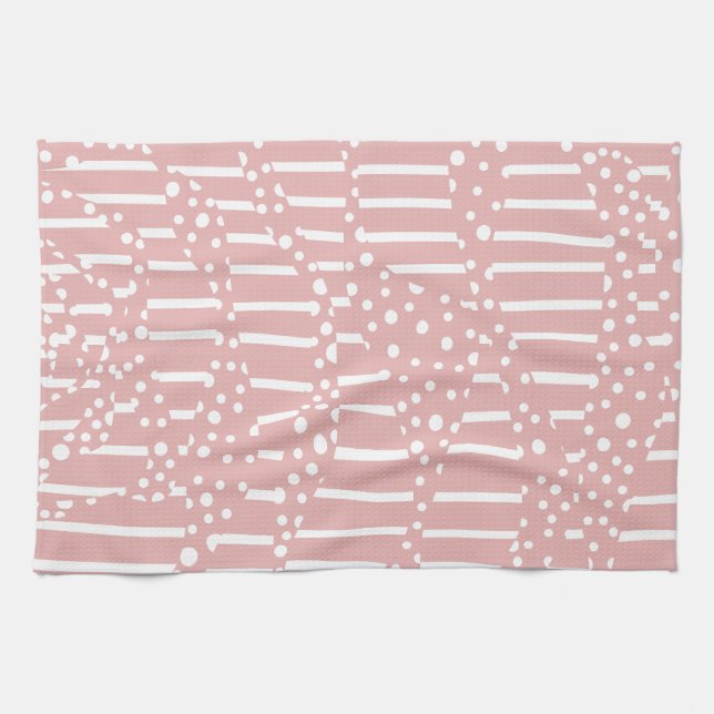 Streifen 2 - Rosa und Weiß Geschirrtuch (Horizontal)