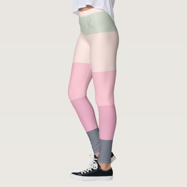 Streifen, 5 Farben Grau-Rosa-Grün, benutzerdefinie Leggings (Links)