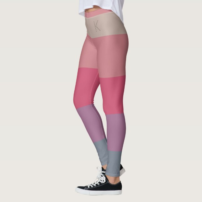 Streifen, 5 Farben, Lila rosa, rosa, einfarbig Leggings (Links)