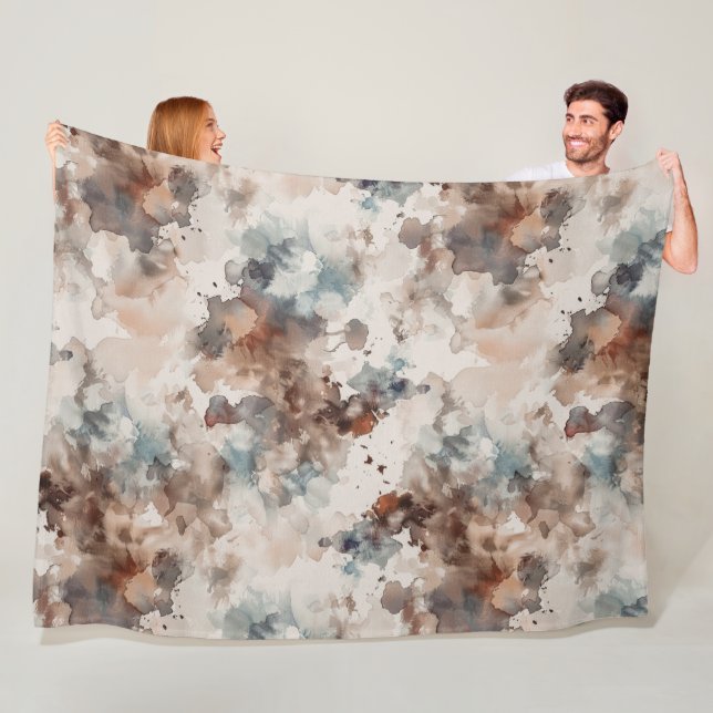 Streifen abstrakt Blau Creme Braun   Fleecedecke (Beispiel)