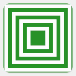 Streifen auf dem grünen und weißen Platz Quadratischer Aufkleber