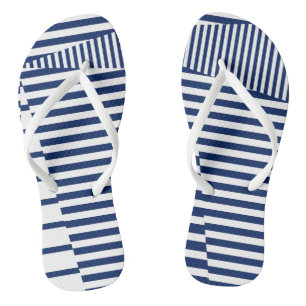 Streifen auf Streifen in Blau und Weiß Flip Flops