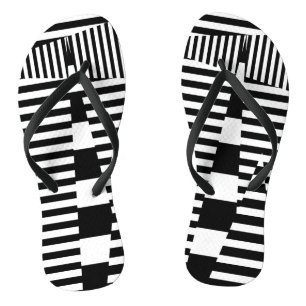 Streifen auf Streifen in Schwarz und Weiß Flip Flops
