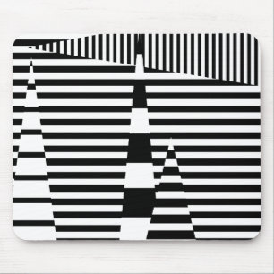 Streifen auf Streifen in Schwarz und Weiß Mousepad