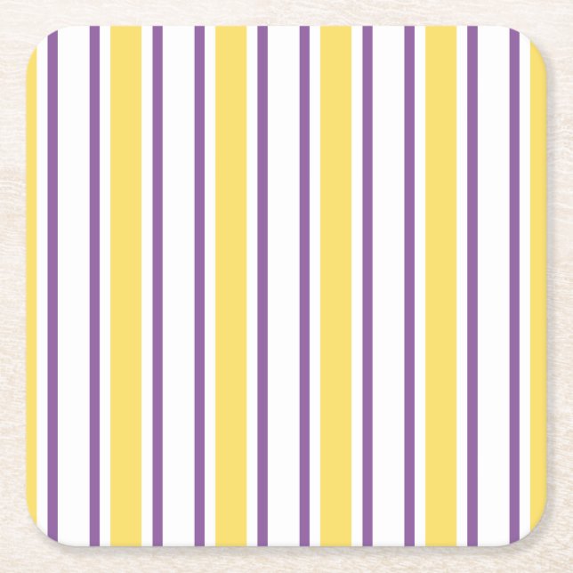 Streifen aus gelben, lila und weißen Süßigkeiten Rechteckiger Pappuntersetzer (Vorderseite)