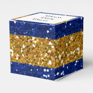 Streifen aus Gold und Navy Blue Glitzer Geschenkschachtel