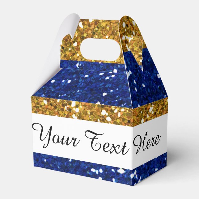 Streifen aus Gold und Navy Blue Glitzer Geschenkschachtel (Vorderseite)