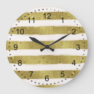Streifen aus goldenen Herzen Große Wanduhr