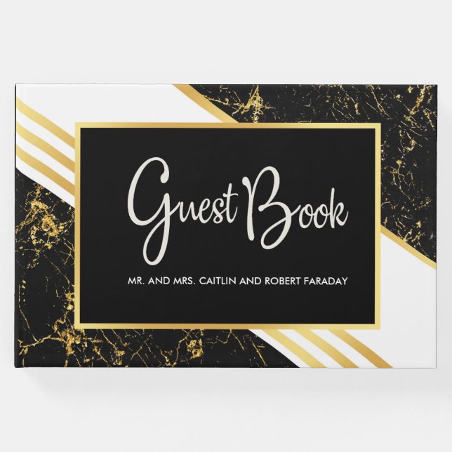 Streifen aus goldfarbenem Marmor, typografisch sch Gästebuch (Vorderseite)