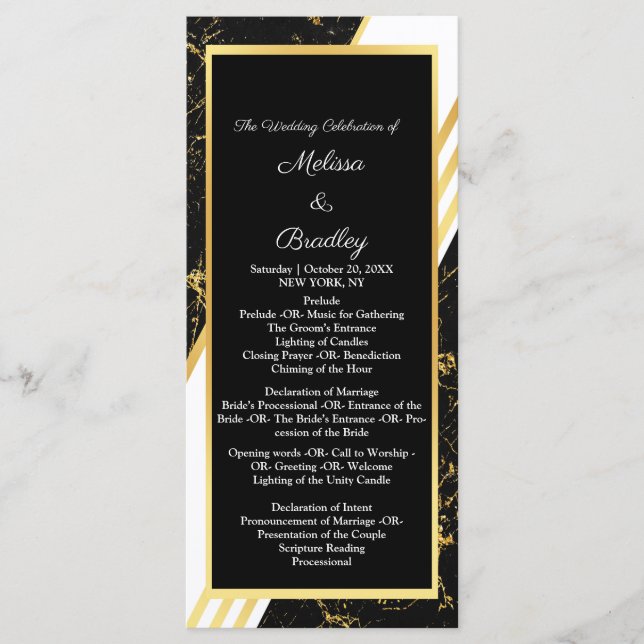 Streifen aus goldfarbenem Marmor, typografisch sch Programm (Vorderseite)