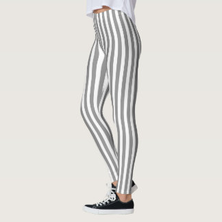Streifen aus grauem und weißem Süßstoff Leggings