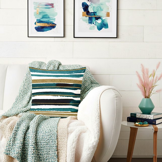 Streifen aus grünen und goldenen Glitzer Kissen (Von Creator hochgeladen)