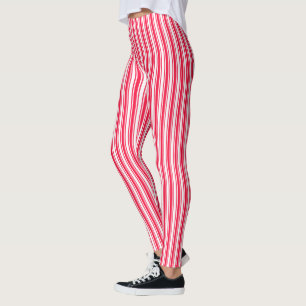 Streifen aus rotem und weißem Süßigkeiten Leggings