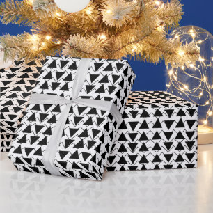 Streifen aus schwarzem und weißem Dreieck Geschenkpapier