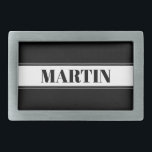 Streifen aus schwarzem und weißem Individuelle Nam Rechteckige Gürtelschnalle<br><div class="desc">Kühner Streifen mit Ihrem individuelle Name.</div>