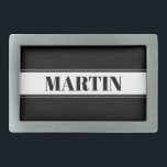 Streifen aus schwarzem und weißem Individuelle Nam Rechteckige Gürtelschnalle<br><div class="desc">Kühner Streifen mit Ihrem individuelle Name.</div>