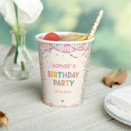 Streifen Band Magischer Bunter Geburtstag Pappbecher