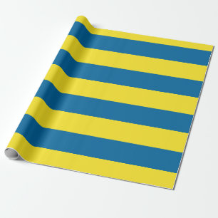 Streifen   Blau und Gelb   Anpassbar Geschenkpapier