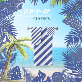 Streifen Blau und Weiß Badhandtuch Set