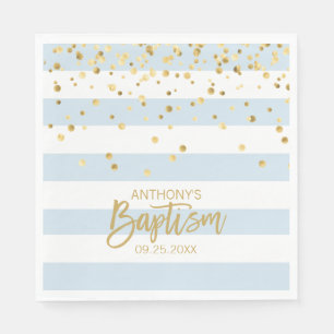 Streifen-blaues Gold-JUNGEN-TAUFE Serviette