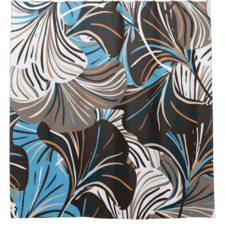 Streifen Blume und Blätter: Vintage Blüte. Duschvorhang