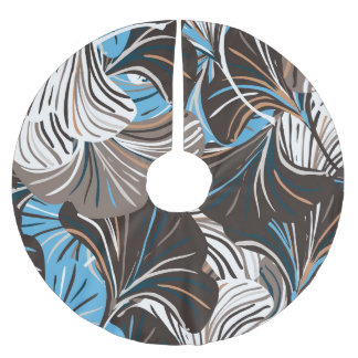 Streifen Blume und Blätter: Vintage Blüte. Polyester Weihnachtsbaumdecke