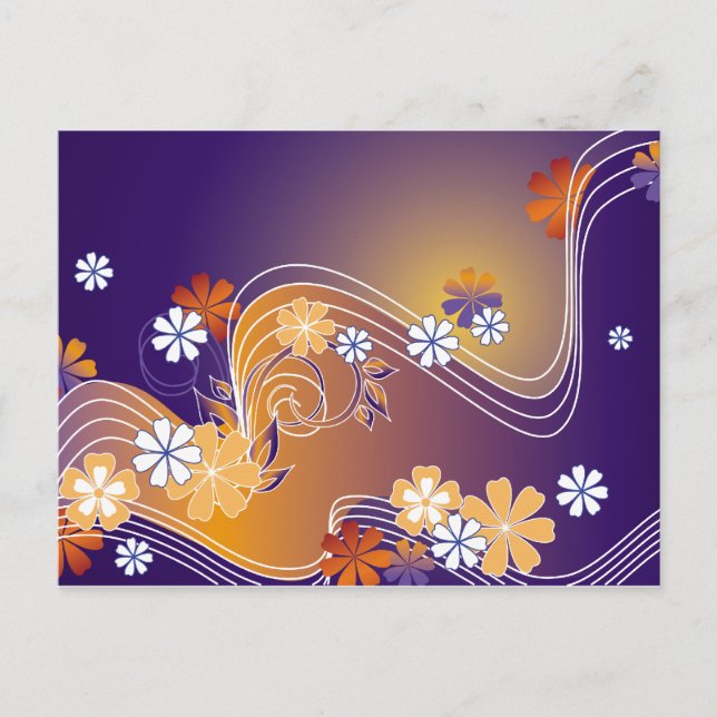 Streifen Blumenkarte Postkarte (Vorderseite)